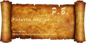 Paletta Béla névjegykártya